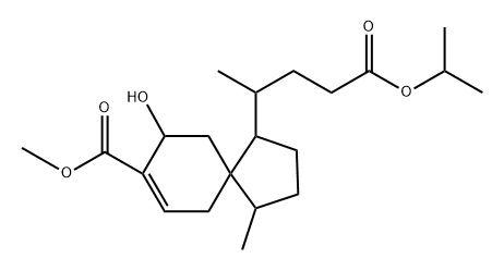 Spiro[4.5]dec-7-ene-1-butanoic acid, 9-hydroxy-8-(methoxycarbonyl)-γ,4-dimethyl-, 1-methylethyl ester, [1R-[1α(R*),4β,5β(S*)]]- (9CI) Struktur