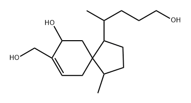 Spiro[4.5]dec-7-ene-1-butanol, 9-hydroxy-8-(hydroxymethyl)-δ,4-dimethyl-, [1R-[1α(R*),4β,5β(S*)]]- (9CI) Struktur