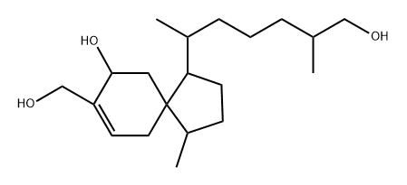 Spiro[4.5]dec-7-ene-1-hexanol, 9-hydroxy-8-(hydroxymethyl)-β,ζ,4-trimethyl-, [1R-[1α(βS*,ζR*),4β,5β(S*)]]- (9CI) Struktur