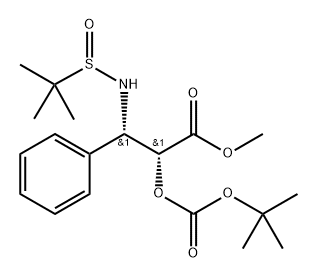 (SR,2R,3S)-2-(O-Boc)-3-(tert-butylsulfinyl)-3-phenylisoserine methyl ester Struktur