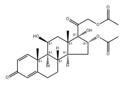 (11,16)-9-bromo-11,17-dihydroxy-3,20-dioxopregna-1,4-diene-16,21-diyl diacetate Struktur