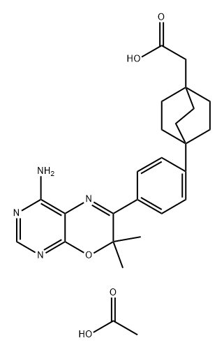 Bicyclo[2.2.2]octane-1-acetic acid, 4-[4-(4-aMino-7,7-diMethyl-7H-pyriMido[4,5-b][1,4]oxazin-6-yl)phenyl]- ,AcOH salt Struktur