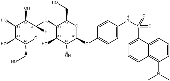 N-(5-dimethylaminonaphthalene-1-sulfonyl)-4-aminophenyl-beta-lactoside Struktur