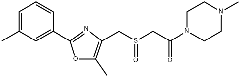 Ethanone, 2-[[[5-methyl-2-(3-methylphenyl)-4-oxazolyl]methyl]sulfinyl]-1-(4-methyl-1-piperazinyl)- Struktur