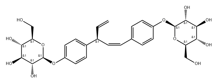 [(Z)-3-Ethenyl-1-propene-1,3-diyl]bis(4,1-phenylene)bis(β-D-glucopyranoside) Struktur