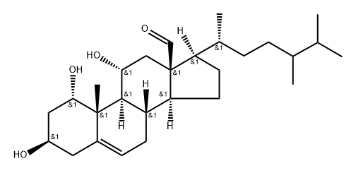 (24ξ)-1α,3β,11α-Trihydroxyergost-5-en-18-al Struktur