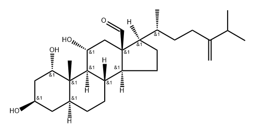 1α,3β,11α-Trihydroxy-5α-ergost-24(28)-en-18-al Struktur