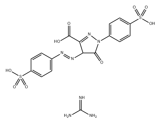 1H-Pyrazole-3-carboxylic acid, 4,5-dihydro-5-oxo-1-(4-sulfophenyl)-4-[(4-sulfophenyl)azo]-, compds. with N,N'-di(phenyl, o-tolyl and xylyl)guanidine (1:3) Struktur