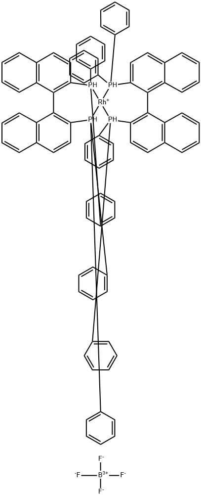 Rhodium(1+), bis[[1,1'-binaphthalene]-2,2'-diylbis[diphenylphosphine]-P,P']-, (SP-4-1)-, tetrafluoroborate(1-) (9CI) Struktur