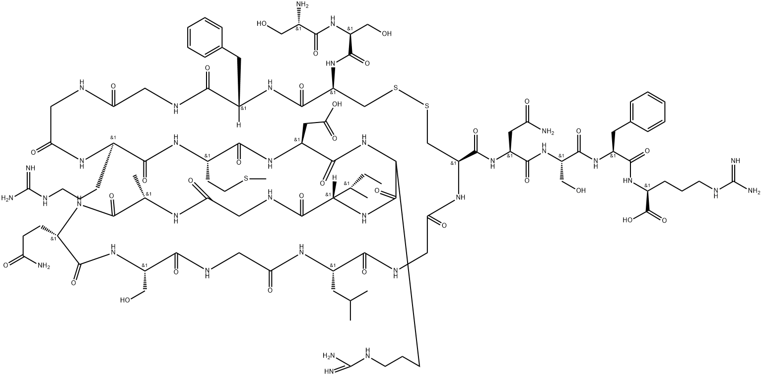 Atrial Natriuretic Factor (5-27) (human) trifluoroacetate salt H-Ser-Ser-Cys-Phe-Gly-Gly-Arg-Met-Asp-Arg-Ile-Gly-Ala-Gln-Ser-Gly-Leu-Gly-Cys-Asn-Ser-Phe-Arg-OH trifluoroacetate salt (Disulfide bond) Struktur