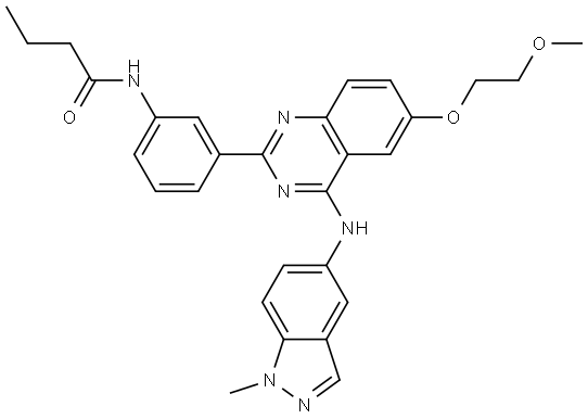 N-(3-(6-(2-methoxyethoxy)-4-((1-methyl-1H-indazol-5-yl)amino)quinazolin-2-yl)phenyl)butyramide Structure