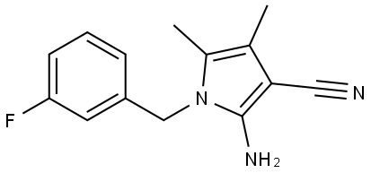 2-Amino-1-[(3-fluorophenyl)methyl]-4,5-dimethyl-1H-pyrrole-3- carbonitrile Struktur