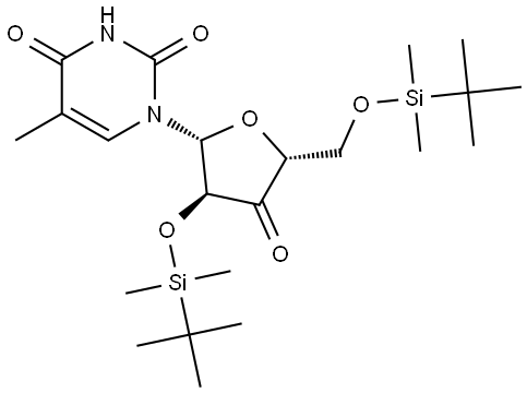 Uridine, 3'-deoxy-2',5'-bis-O-[(1,1-dimethylethyl)dimethylsilyl]-5-methyl-3'-oxo- Struktur