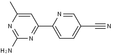 2-Amino-6-methyl-4-(5'-cyano-2'-pyridyl)pyrimidine Struktur