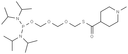 S-(((((bis(diisopropylamino)phosphino)oxy)methoxy)methoxy)methyl) 1-methylpiperidine-4-carbothioate Structure