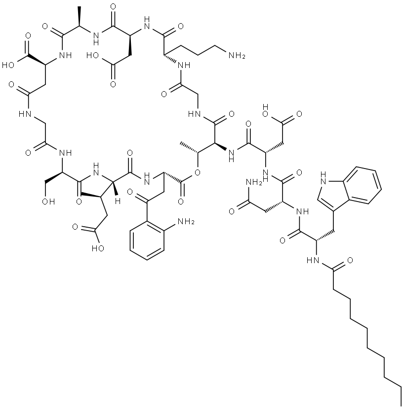 9-L-β-Aspartic acid-daptoMycin Struktur