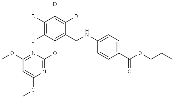 Propyl4-((2-((4,6-dimethoxypyrimidin-2-yl)oxy) [1,2,3,4-2H]benzyl)amino)benzoate Struktur