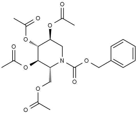 1-Piperidinecarboxylic acid, 3,4,5-tris(acetyloxy)-2-[(acetyloxy)methyl]-, phenylmethyl ester, (2R,3R,4R,5S)- Struktur