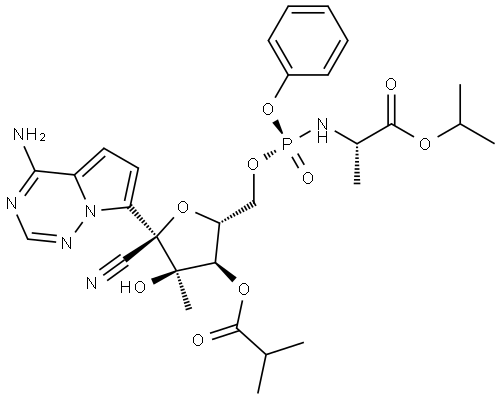 GS-441285 1′-cyano-2′-C-methyl-4-aza-7,9-dideazaadenosine Struktur