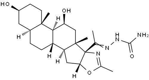 5'βH-5α-Pregnano[17,16-d]oxazol-20-one, 3β,11β-dihydroxy-2'-methyl-, semicarbazone (8CI) Struktur