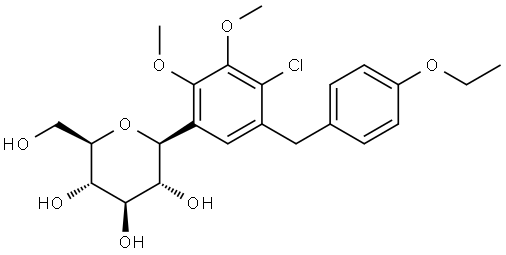 D-Glucitol, 1,5-anhydro-1-C-[4-chloro-5-[(4-ethoxyphenyl)methyl]-2,3-dimethoxyphenyl]-, (1S)- Struktur