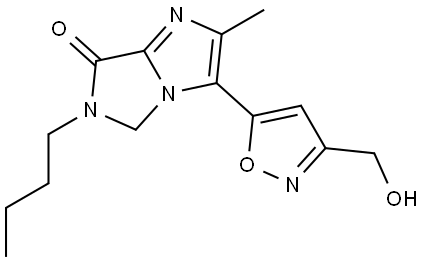 6-butyl-3-(3-(hydroxymethyl)isoxazol-5-yl)-2-methyl-5,6-dihydro-7H-imidazo[1,5-a]imidazol-7-one Struktur