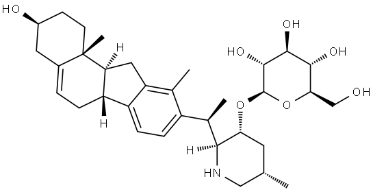 β-D-Glucopyranoside, (3β,20R,23β)-14,15,16,17-tetradehydro-3-hydroxyveratraman-23-yl (9CI) Struktur