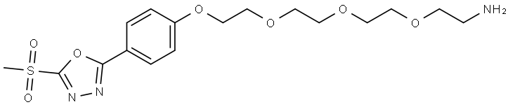 4-(5-(methylsulfonyl)-1,3,4-oxadiazol-2-yl)phenoxy-PEG4-amine Struktur