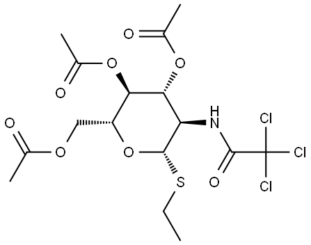 Ethyl 3,4,6-tri-O-acetyl-2-deoxy-1-thio-2-trichloroacetylamino-β-D-glucopyranoside Struktur