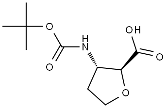 (2S,3S)-3-(tert-butoxycarbonylamino)tetrahydrofuran-2-carboxylic acid Struktur