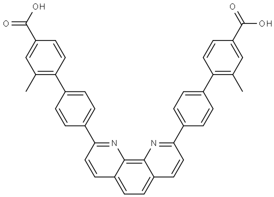 [1,1′-Biphenyl]-4-carboxylic acid, 4′-[9-(4′-carboxy-2′-methyl[1,1′-biphenyl]-4-yl)-1,10-phenanthrolin-2-yl]-2-methyl- Struktur