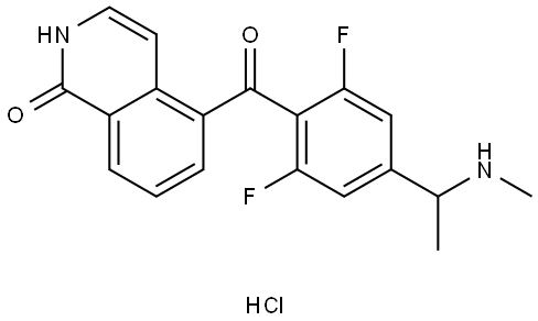 5-(2,6-difluoro-4-(1-(methylamino)ethyl)benzoyl)isoquinolin-1(2H)-one hydrochloride Struktur