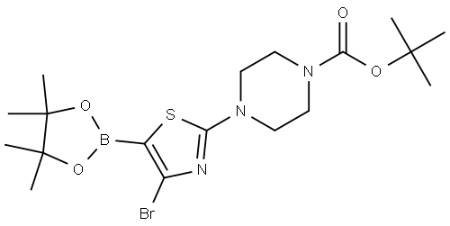 4-Bromo-2-(N-Boc-piperazin-1-yl)thiazole-5-boronic acid pinacol ester Struktur