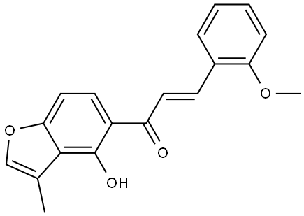 (2E)-1-(4-Hydroxy-3-methyl-5-benzofuranyl)-3-(2-methoxyphenyl)-2-propen-1-one Struktur