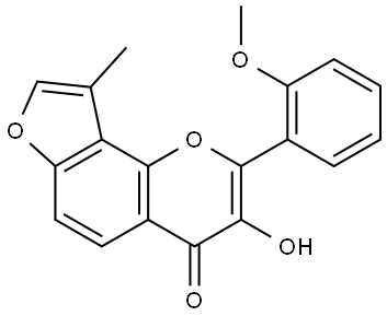 3-Hydroxy-2-(2-methoxypheny)-9-methyl-4H-furo[2,3-h]-1-benzopyran-4-one Struktur