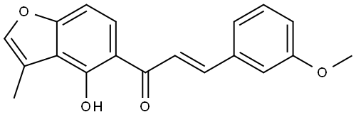 (2E)-1-(4-Hydroxy-3-methyl-5-benzofuranyl)-3-(3-methoxyphenyl)-2-propen-1-one Struktur