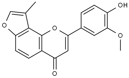 2-(4Hydroxy-3-methoxyphenyl)-9-methyl)-4H-furo[2.3-h]-1-benzopyran-4-one Struktur