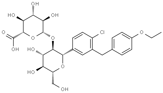 D-Glucitol, 1,5-anhydro-1-C-[4-chloro-3-[(4-ethoxyphenyl)methyl]phenyl]-2-O-β-D-glucopyranuronosyl-, (1S)- Struktur