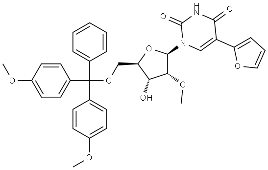 5-Furan-2-yl-2'-O-Methyl-5'-O-DMT-uridine Struktur