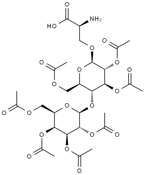 Alanine, 3-[(4-O-β-D-galactopyranosyl-β-D-glucopyranosyl)oxy]-, 2',2'',3',3'',4'',6',6''-heptaacetate, L- (8CI) Struktur