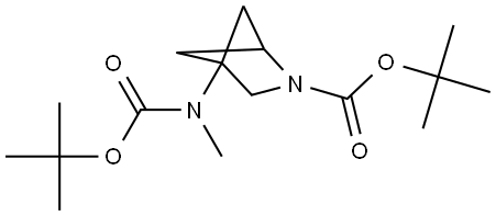 tert-butyl 4-((tert-butoxycarbonyl)(methyl)amino)-2-azabicyclo[2.1.1]hexane-2-carboxylate Struktur