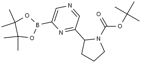 tert-butyl 2-(6-(4,4,5,5-tetramethyl-1,3,2-dioxaborolan-2-yl)pyrazin-2-yl)pyrrolidine-1-carboxylate Struktur