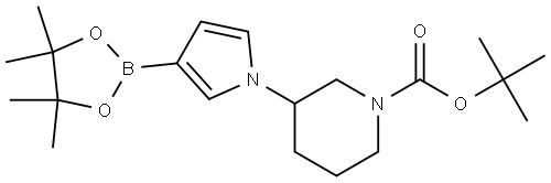 tert-butyl 3-(3-(4,4,5,5-tetramethyl-1,3,2-dioxaborolan-2-yl)-1H-pyrrol-1-yl)piperidine-1-carboxylate Struktur