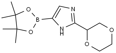 2-(1,4-dioxan-2-yl)-4-(4,4,5,5-tetramethyl-1,3,2-dioxaborolan-2-yl)-1H-imidazole Struktur