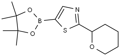 2-(tetrahydro-2H-pyran-2-yl)-5-(4,4,5,5-tetramethyl-1,3,2-dioxaborolan-2-yl)thiazole Struktur