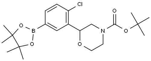 tert-butyl 2-(2-chloro-5-(4,4,5,5-tetramethyl-1,3,2-dioxaborolan-2-yl)phenyl)morpholine-4-carboxylate Struktur