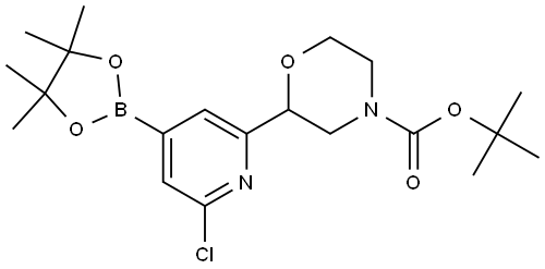 tert-butyl 2-(6-chloro-4-(4,4,5,5-tetramethyl-1,3,2-dioxaborolan-2-yl)pyridin-2-yl)morpholine-4-carboxylate Struktur