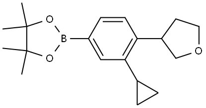 2-(3-cyclopropyl-4-(tetrahydrofuran-3-yl)phenyl)-4,4,5,5-tetramethyl-1,3,2-dioxaborolane Struktur