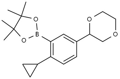 2-(2-cyclopropyl-5-(1,4-dioxan-2-yl)phenyl)-4,4,5,5-tetramethyl-1,3,2-dioxaborolane Struktur