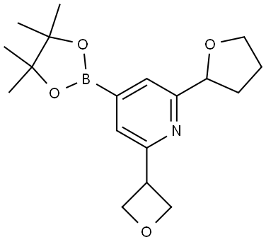 2-(oxetan-3-yl)-6-(tetrahydrofuran-2-yl)-4-(4,4,5,5-tetramethyl-1,3,2-dioxaborolan-2-yl)pyridine Struktur